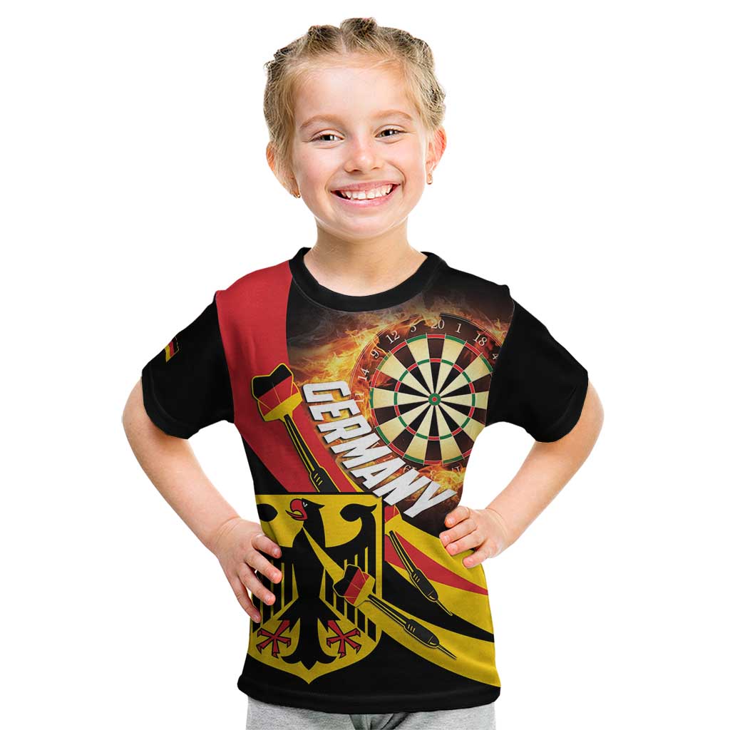 Germany Darts Kid T Shirt Flaming Dartboard Style - Wonder Print Shop