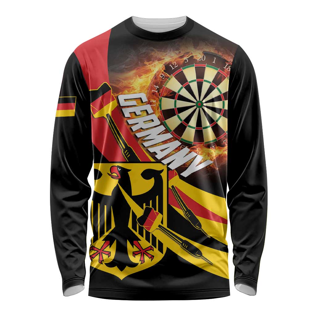 Personalised Germany Darts Long Sleeve Shirt Flaming Dartboard Style