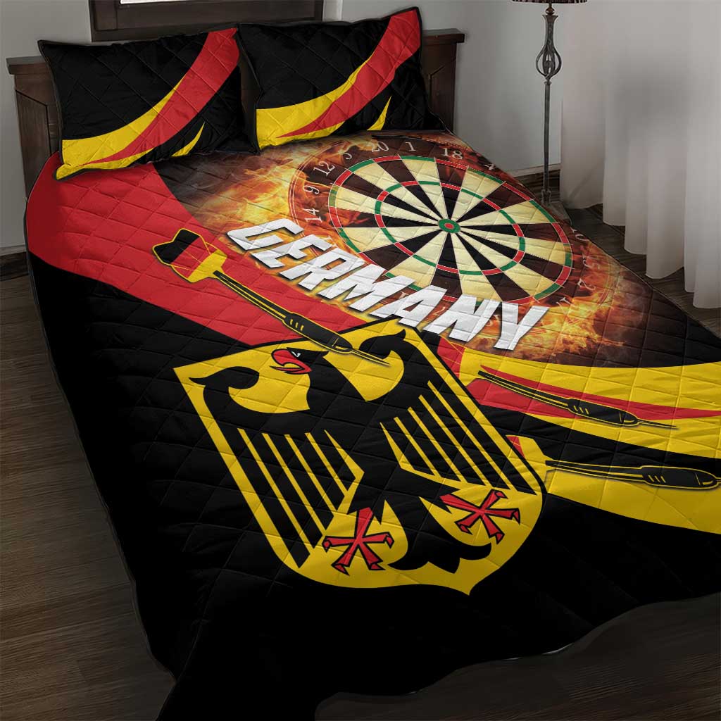 Germany Darts Quilt Bed Set Flaming Dartboard Style - Wonder Print Shop