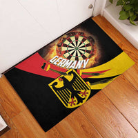 Black rubber doormat with Germany dartboard graphic, red banner, and yellow eagle emblem