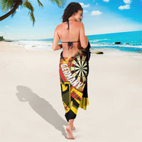 Dartboard-style Germany sarong in black with yellow and red flame graphics