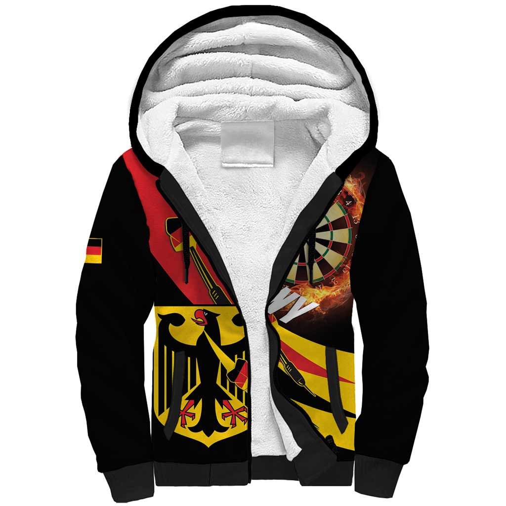 Personalised Germany Darts Sherpa Hoodie Flaming Dartboard Style