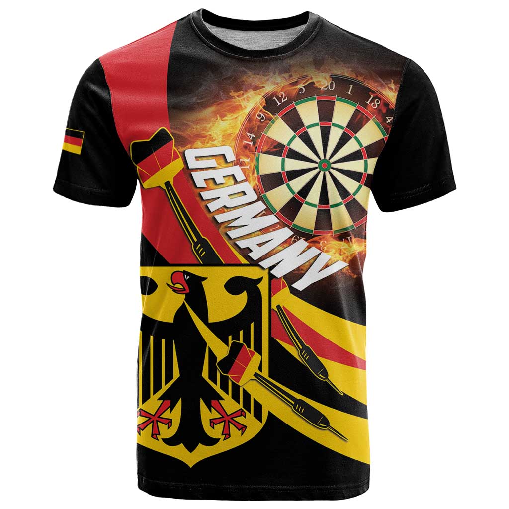 Personalised Germany Darts T Shirt Flaming Dartboard Style