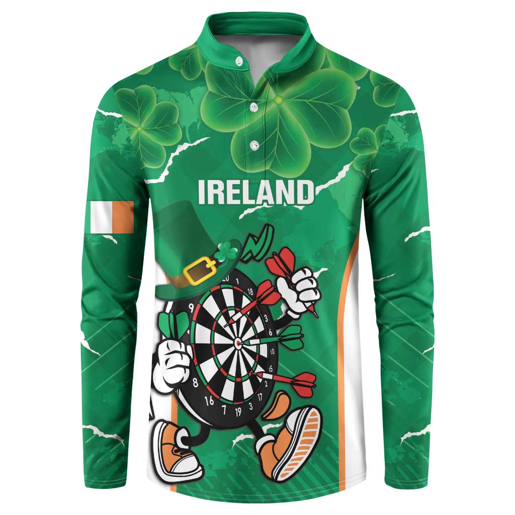 Personalised Ireland Darts Button Sweatshirt Irish Dartboard Mascot Shamrock Pattern - Wonder Print Shop