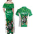 Personalised Ireland Darts Couples Matching Off Shoulder Maxi Dress and Hawaiian Shirt Irish Dartboard Mascot Shamrock Pattern - Wonder Print Shop