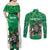 Personalised Ireland Darts Couples Matching Off Shoulder Maxi Dress and Long Sleeve Button Shirt Irish Dartboard Mascot Shamrock Pattern - Wonder Print Shop