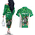 Personalised Ireland Darts Couples Matching Off The Shoulder Long Sleeve Dress and Hawaiian Shirt Irish Dartboard Mascot Shamrock Pattern - Wonder Print Shop