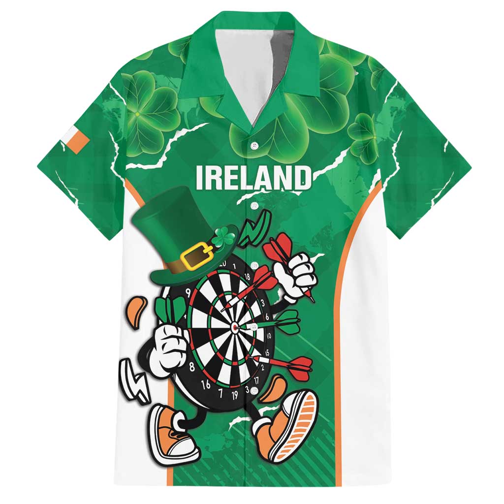 Personalised Ireland Darts Hawaiian Shirt Irish Dartboard Mascot Shamrock Pattern - Wonder Print Shop