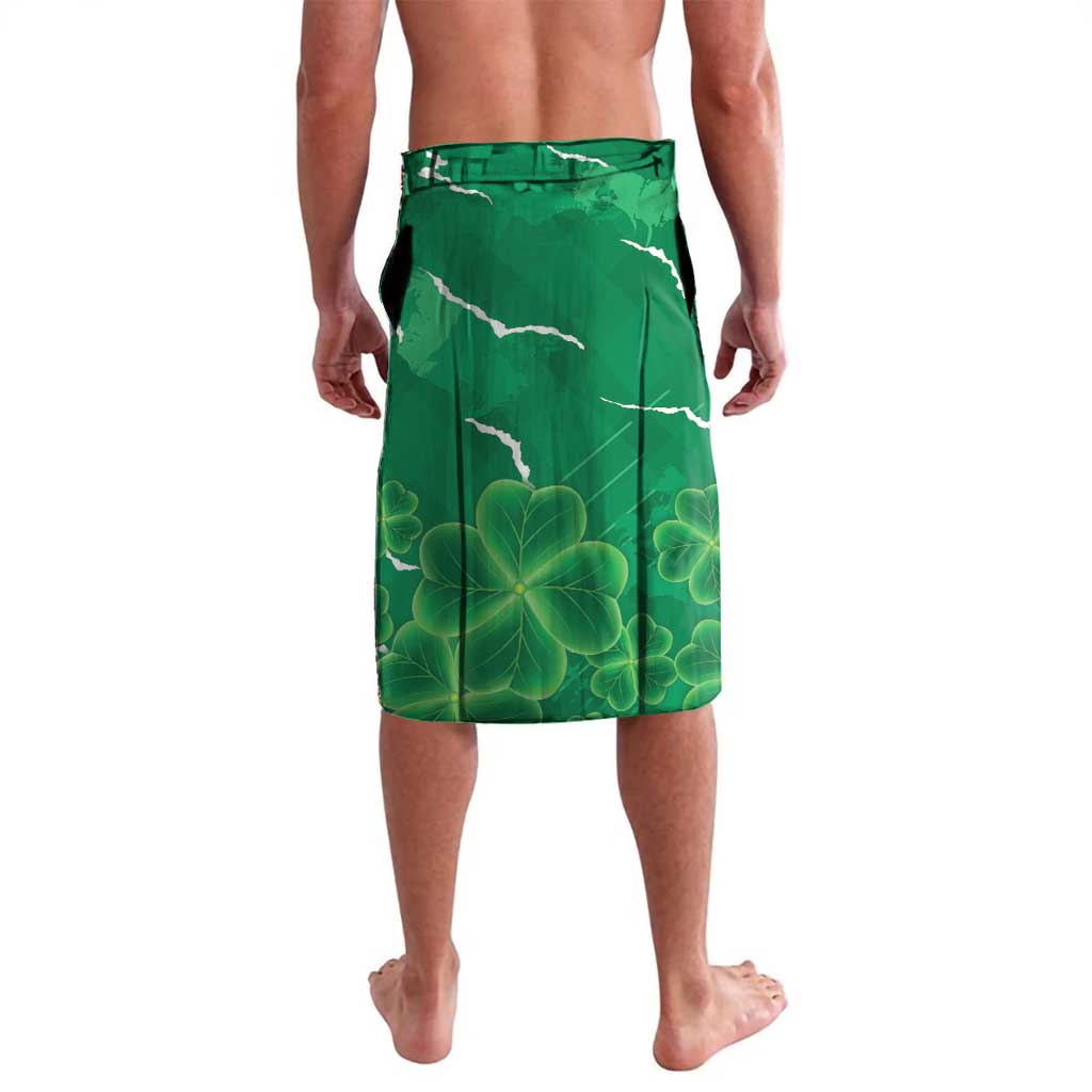 Green wrap skirt with all-over shamrock clover pattern