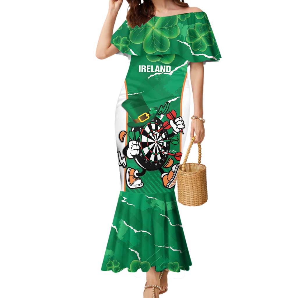 Personalised Ireland Darts Mermaid Dress Irish Dartboard Mascot Shamrock Pattern - Wonder Print Shop