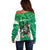 Personalised Ireland Darts Off Shoulder Sweater Irish Dartboard Mascot Shamrock Pattern