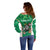 Personalised Ireland Darts Off Shoulder Sweater Irish Dartboard Mascot Shamrock Pattern