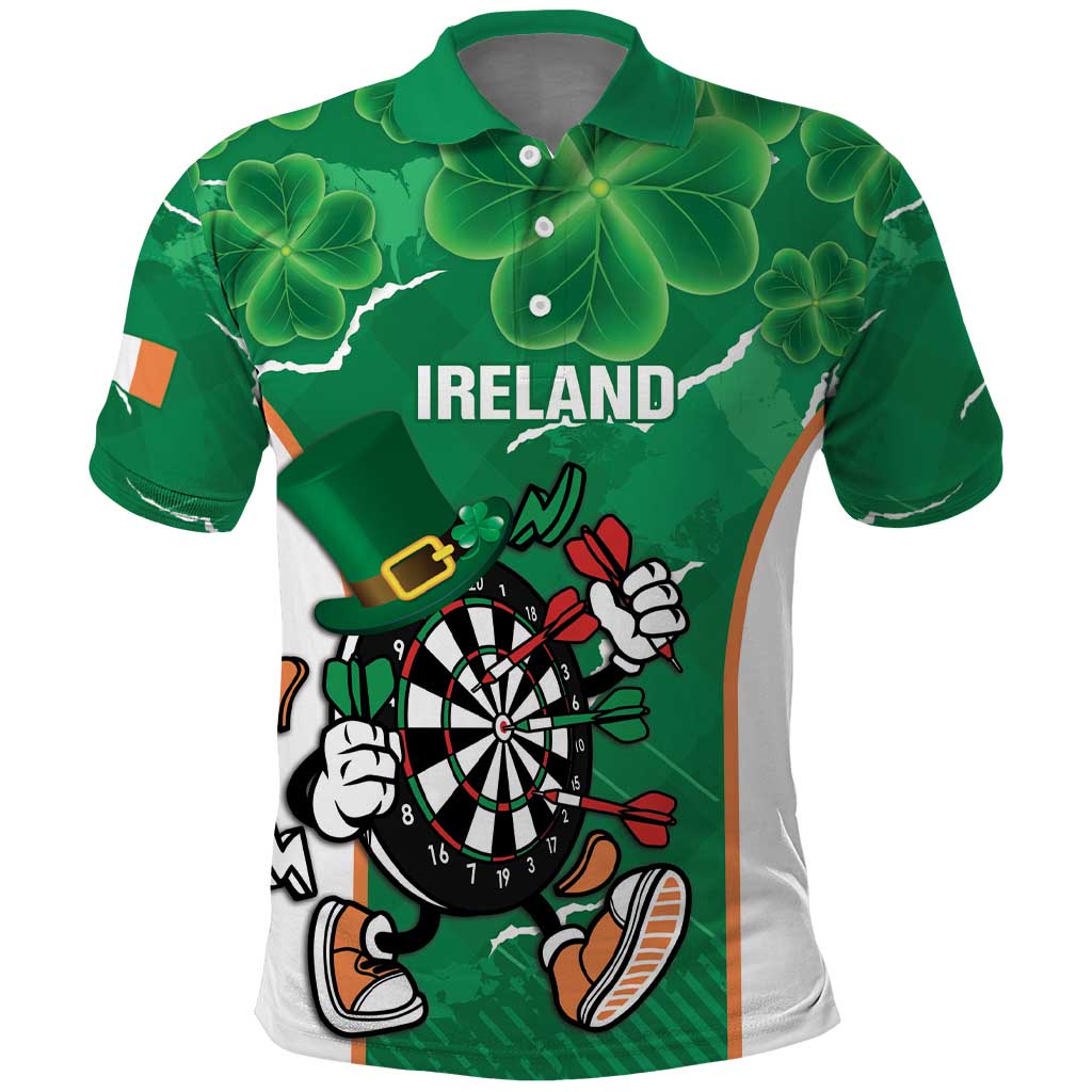 Personalised Ireland Darts Polo Shirt Irish Dartboard Mascot Shamrock Pattern - Wonder Print Shop