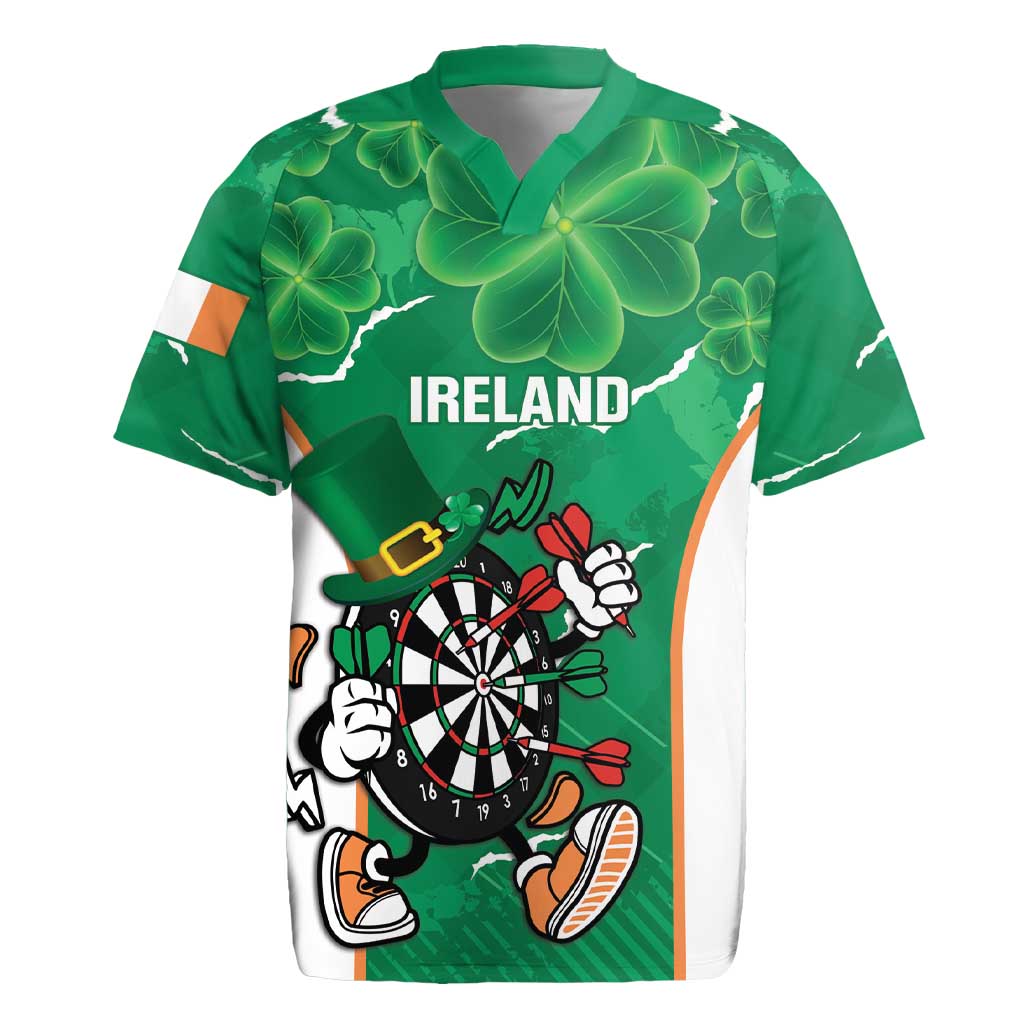 Personalised Ireland Darts Rugby Jersey Irish Dartboard Mascot Shamrock Pattern