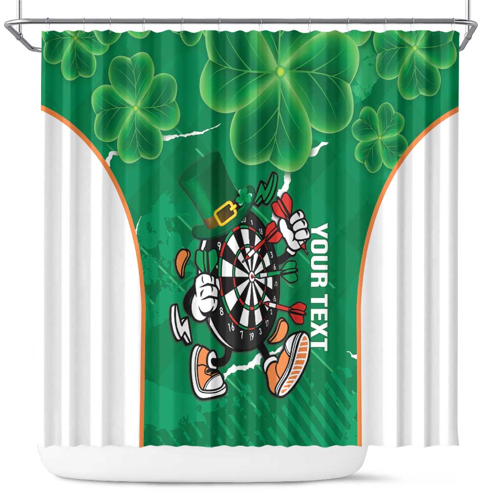 Personalised Ireland Darts Shower Curtain Irish Dartboard Mascot Shamrock Pattern