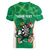 Personalised Ireland Darts Women V-Neck T-Shirt Irish Dartboard Mascot Shamrock Pattern