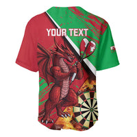 Red/green darts baseball jersey with dragon graphic and 'YOUR TEXT' on back