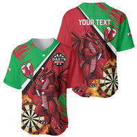Darts baseball jersey set: front has 'DARTS WALES' badge, back has 'YOUR TEXT'