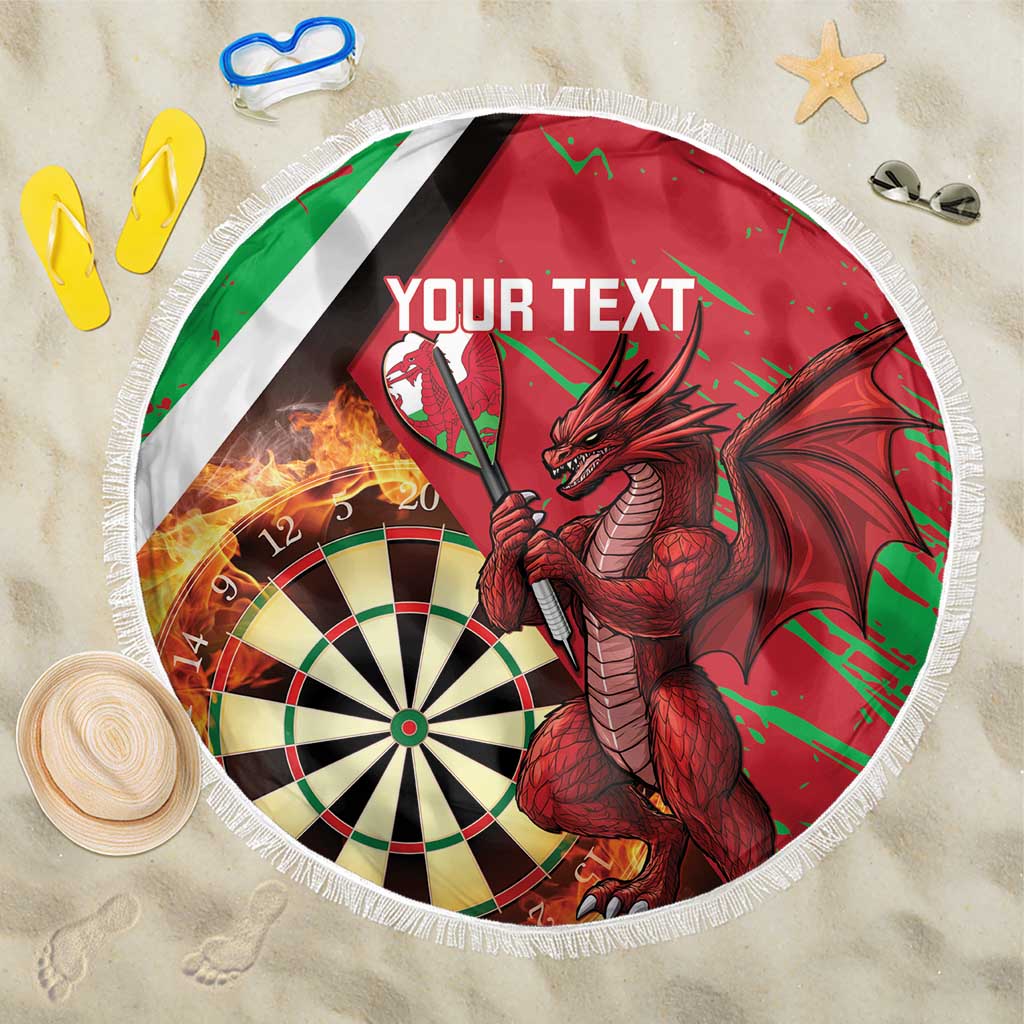 Personalised Wales Darts Beach Blanket Welsh Dragon - Grunge Style - Wonder Print Shop