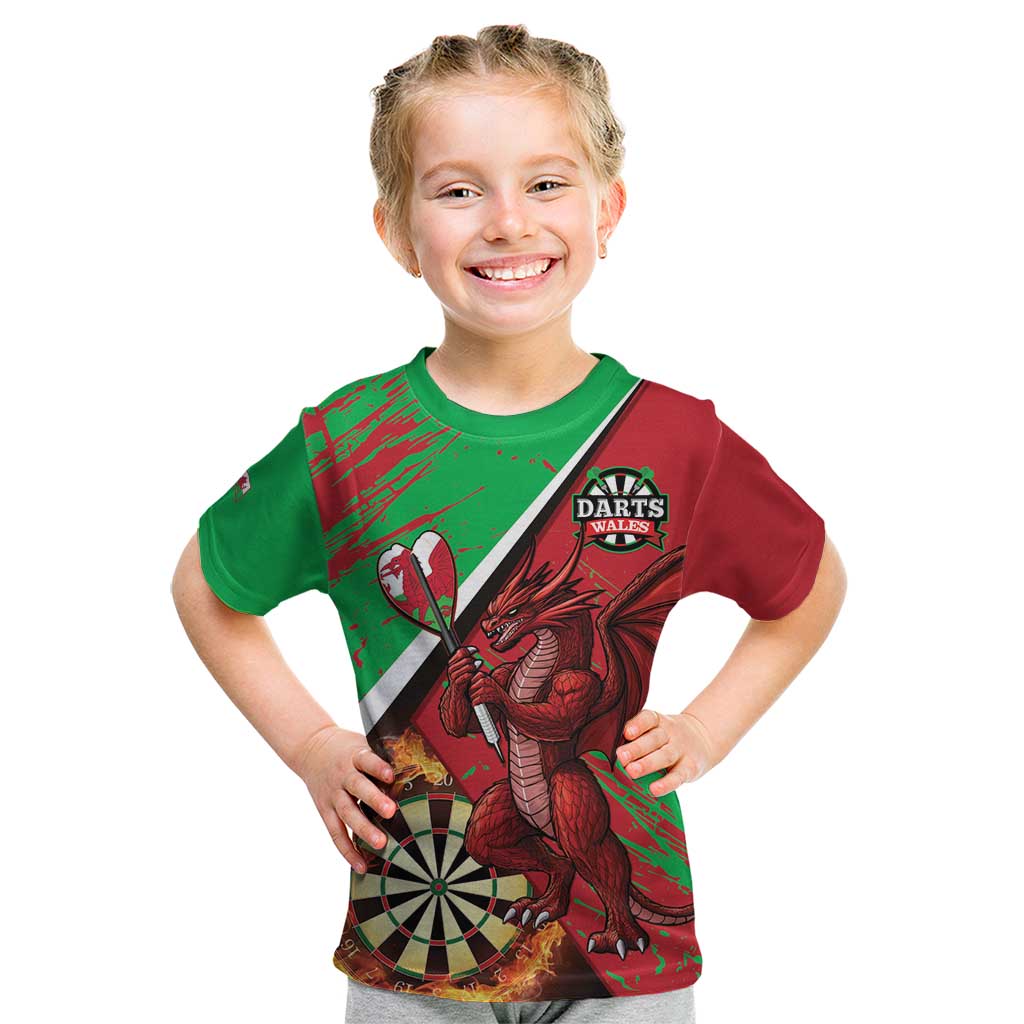 Personalised Wales Darts Kid T Shirt Welsh Dragon - Grunge Style - Wonder Print Shop