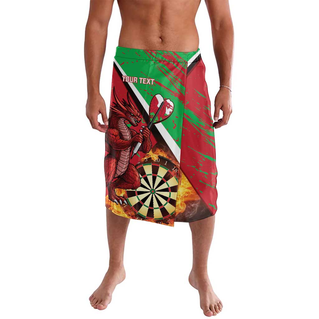Personalized Wales darts lavalava skirt in red and green, dragon and dartboard print.