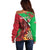 Personalised Wales Darts Off Shoulder Sweater Welsh Dragon - Grunge Style