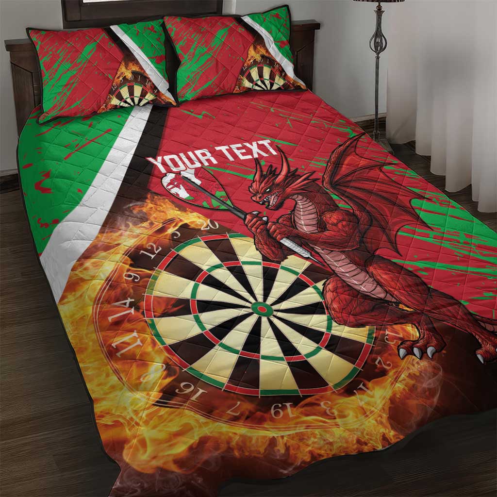 Personalised Wales Darts Quilt Bed Set Welsh Dragon - Grunge Style - Wonder Print Shop