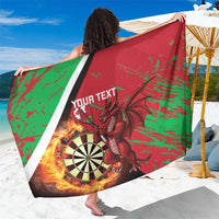 Personalized sarong with red/green Welsh dragon, dartboard, and YOUR TEXT print