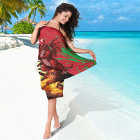 Personalized sarong corner showing Welsh dragon and dartboard with YOUR TEXT print