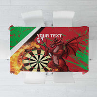 Darts tablecloth with green-and-red grunge dragon and dartboard, plus 'YOUR TEXT' print