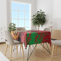 Darts tablecloth with green and red dragon-grunge artwork over the tabletop