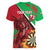 Personalised Wales Darts Women V-Neck T-Shirt Welsh Dragon - Grunge Style