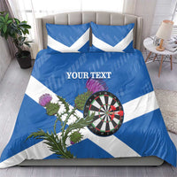 Blue and white Scottish flag bedding set: duvet cover and two pillows with dartboard