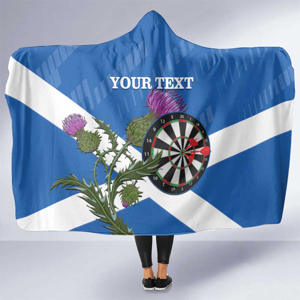 Personalised Scotland Darts Hooded Blanket Scottish Thistle - Flag Style