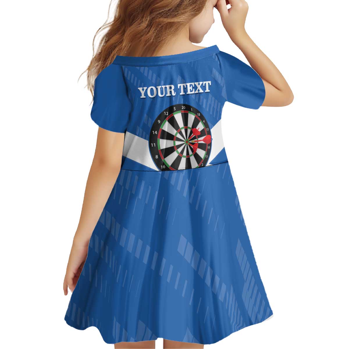 Personalised Scotland Darts Kid Short Sleeve Dress Scottish Thistle - Flag Style - Wonder Print Shop