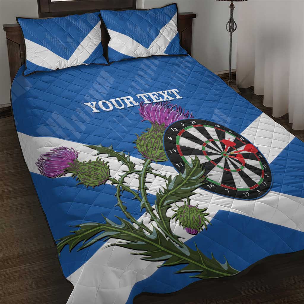 Personalised Scotland Darts Quilt Bed Set Scottish Thistle - Flag Style - Wonder Print Shop