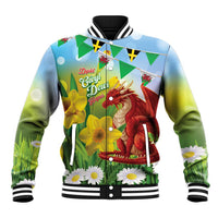 Wales Saint David's Day Baseball Jacket Dydd Gwyl Dewi Hapus Dragon Daffodil - Wonder Print Shop