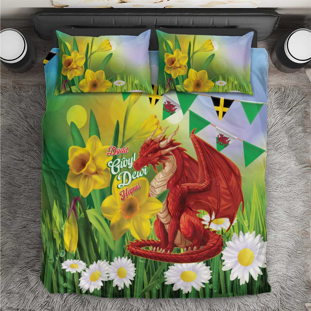 Wales Saint David's Day Bedding Set Dydd Gwyl Dewi Hapus Dragon Daffodil - Wonder Print Shop