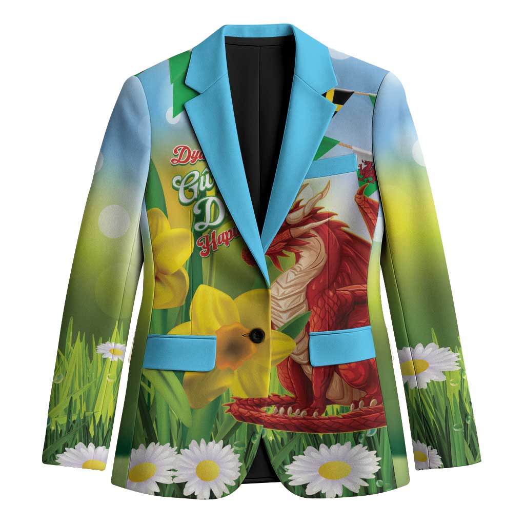Wales Saint David's Day Blazer Dydd Gwyl Dewi Hapus Dragon Daffodil - Wonder Print Shop