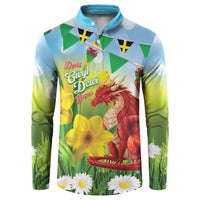 Wales Saint David's Day Button Sweatshirt Dydd Gwyl Dewi Hapus Dragon Daffodil - Wonder Print Shop