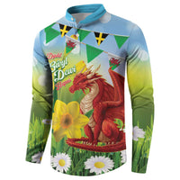 Wales Saint David's Day Button Sweatshirt Dydd Gwyl Dewi Hapus Dragon Daffodil - Wonder Print Shop