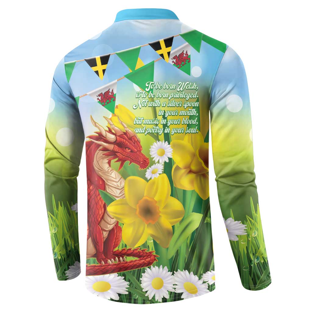 Wales Saint David's Day Button Sweatshirt Dydd Gwyl Dewi Hapus Dragon Daffodil - Wonder Print Shop