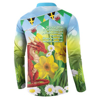 Wales Saint David's Day Button Sweatshirt Dydd Gwyl Dewi Hapus Dragon Daffodil - Wonder Print Shop