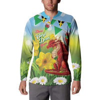 Wales Saint David's Day Button Sweatshirt Dydd Gwyl Dewi Hapus Dragon Daffodil - Wonder Print Shop