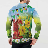 Wales Saint David's Day Button Sweatshirt Dydd Gwyl Dewi Hapus Dragon Daffodil - Wonder Print Shop