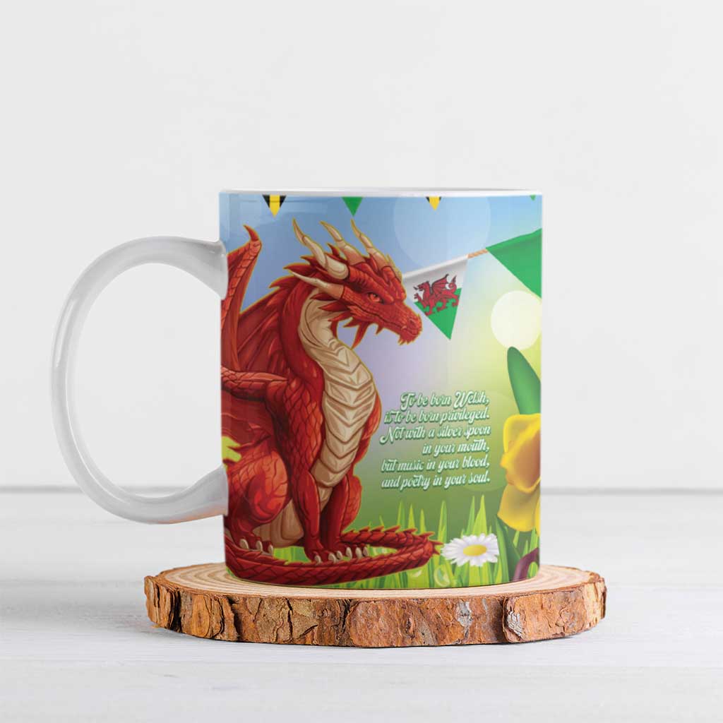 Wales Saint David's Day Ceramic Mug Dydd Gwyl Dewi Hapus Dragon Daffodil - Wonder Print Shop
