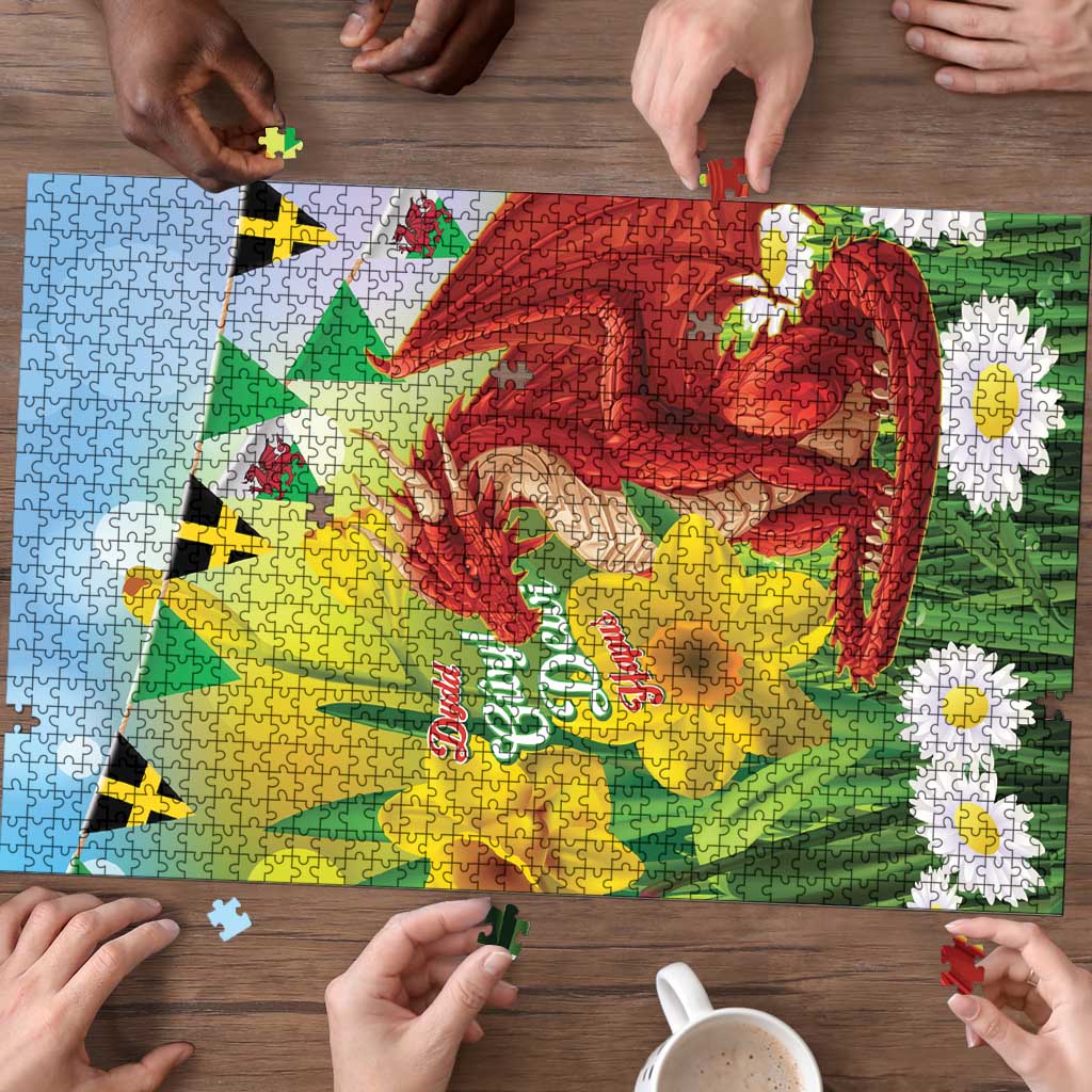 Wales Saint David's Day Puzzle Dydd Gwyl Dewi Hapus Dragon Daffodil - Wonder Print Shop