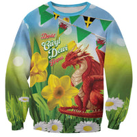 Wales Saint David's Day Sweatshirt Dydd Gwyl Dewi Hapus Dragon Daffodil - Wonder Print Shop