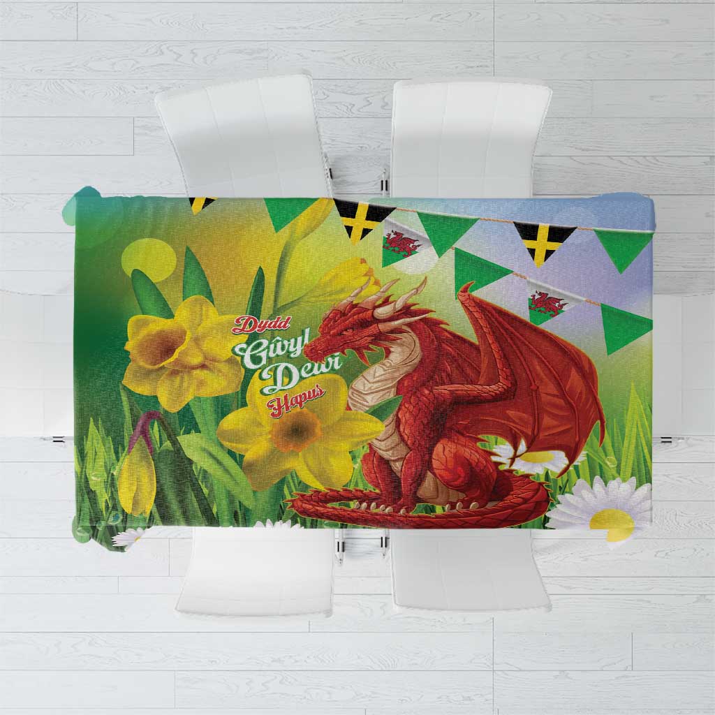 Wales Saint David's Day Tablecloth Dydd Gwyl Dewi Hapus Dragon Daffodil - Wonder Print Shop
