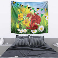 Wales Saint David's Day Tapestry Dydd Gwyl Dewi Hapus Dragon Daffodil - Wonder Print Shop